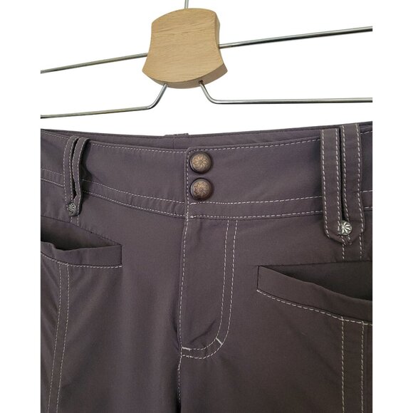 ATHLETA Brown Capri Athletic Pants w/ Tie Hem & Button Detail Women's Sz 10 - Picture 3 of 7